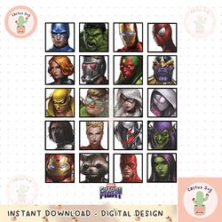 marvel future fight color portrait line-up graphic png, digital download, instant png, digital download, instantmarv