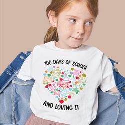 100 days of loving school shirt, 100th day of school shirt, cute hearts shirt, 100 days of hearts shirt, student shirt,