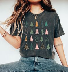 christmas tree shirt,  cute holiday tee, womens christmas shirt, ,chic winter shirt alc61