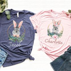 custom easter bunny shirt, personalized easter name shirt,girls easter bunny shirts, boys easter shirt,cute bunny shirts