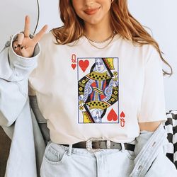 queen of hearts graphic tee shirt for women, queen of hearts shirt, playing cards, vintage feminist tee, valentines day