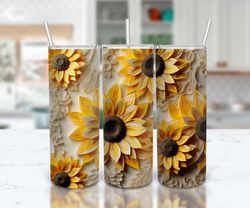 sunflower tumbler design, 3d paper cut, sublimation design for 20 oz skinny tumbler | high resolution - baby hero