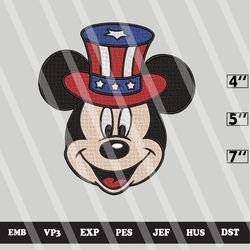 usa flag mickey embroidery designs, usa flag ears boy machine embroidery design, 4th of july stitch embroidery designs
