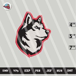 ncaa northeastern huskies embroidery file, ncaa logo, ncaa team, 3 sizes, 6 formats, ncaa machine embroidery design