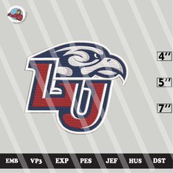 ncaa liberty flames embroidery file, ncaa logo, ncaa team, 3 sizes, 6 formats, ncaa machine embroidery design