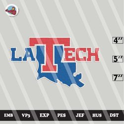 ncaa louisiana tech bulldogs embroidery file, ncaa logo, ncaa team, 3 sizes, 6 formats, ncaa machine embroidery design