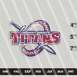 ncaa detroit mercy titans embroidery file, ncaa logo, ncaa team, 3 sizes, 6 formats, ncaa machine embroidery design