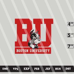 ncaa boston university terrier embroidery file, ncaa logo, ncaa team, 3 sizes, 6 formats, ncaa machine embroidery design