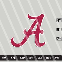 ncaa alabama crimson tide embroidery file, ncaa logo, ncaa team, 3 sizes, 6 formats,ncaa machine embroidery design 1