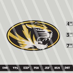 ncaa missouri tigers embroidery file, ncaa logo, ncaa team, 3 sizes, 6 formats,ncaa machine embroidery design