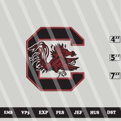 ncaa south carolina gamecocks embroidery file, ncaa logo, ncaa team, 3 sizes, 6 formats,ncaa machine embroidery design