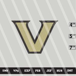 ncaa vanderbilt commodores embroidery file, ncaa logo, ncaa team, 3 sizes, 6 formats,ncaa machine embroidery design