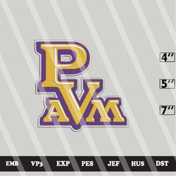 ncaa prairie view a&m panthers embroidery file, ncaa logo, ncaa team, 3 sizes, 6 formats, ncaa machine embroidery design