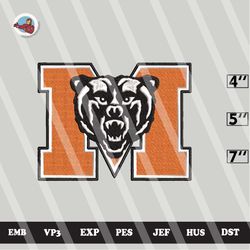 ncaa mercer bears embroidery file, ncaa logo, ncaa team, 3 sizes, 6 formats, ncaa machine embroidery design