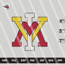 ncaa vmi keydets embroidery file, ncaa logo, ncaa team, 3 sizes, 6 formats, ncaa machine embroidery design