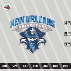 ncaa new orleans privateers embroidery file, ncaa logo, ncaa team, 3 sizes, 6 formats, ncaa machine embroidery design 2