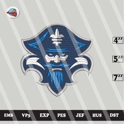 ncaa new orleans privateers embroidery file, ncaa logo, ncaa team, 3 sizes, 6 formats, ncaa machine embroidery design