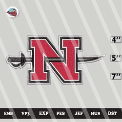 ncaa nicholls colonels embroidery file, ncaa logo, ncaa team, 3 sizes, 6 formats, ncaa machine embroidery design