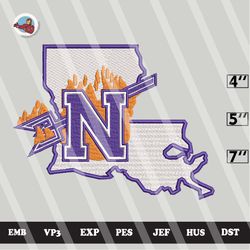 ncaa northwestern state demons embroidery file, ncaa logo, ncaa team, 3 sizes, 6 formats, ncaa machine embroidery design