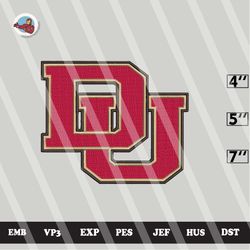 ncaa denver pioneers embroidery file, ncaa logo, ncaa team, 3 sizes, 6 formats, ncaa machine embroidery design 1