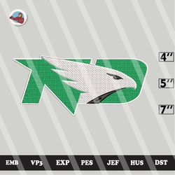 ncaa north dakota fighting hawks embroidery file, ncaa logo, 3 sizes, 6 formats, ncaa machine embroidery design