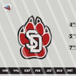 ncaa south dakota coyotes embroidery file, ncaa, ncaa teams, 3 sizes, 6 formats, ncaa machine embroidery design