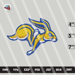 ncaa south dakota state jackrabbits embroidery file, ncaa teams, 3 sizes, 6 formats, ncaa machine embroidery design 1