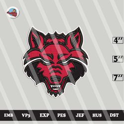ncaa arkansas state red wolves embroidery file, ncaa teams, 3 sizes, 6 formats, ncaa machine embroidery design