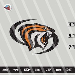 ncaa pacific tigers embroidery file, ncaa logo, ncaa teams, 3 sizes, 6 formats, ncaa machine embroidery design