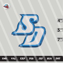 ncaa san diego toreros embroidery file, ncaa logo, ncaa teams, 3 sizes, 6 formats, ncaa machine embroidery design