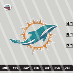 nfl miami dolphins embroidery designs, nfl logo embroidery files, 3 sizes, machine embroidery pattern, digital download