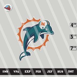 nfl miami dolphins embroidery designs, nfl logo embroidery files, 3 sizes, machine embroidery pattern, digital download.