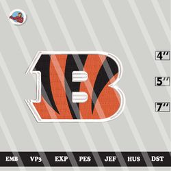 nfl cincinnati bengals embroidery designs, logo embroidery files, 3 sizes, machine embroidery pattern, digital download