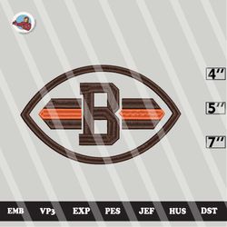 nfl cleveland browns embroidery designs, logo embroidery files, 3 sizes, machine embroidery pattern, digital download