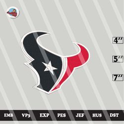 nfl houston texans embroidery designs, logo embroidery files, 3 sizes, machine embroidery pattern, digital download
