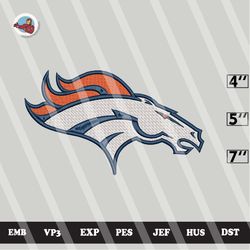 nfl denver broncos embroidery designs, nfl embroidery files, 3 sizes, machine embroidery pattern, digital download