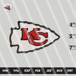 nfl kansas city chiefs embroidery designs, nfl embroidery files, 3 sizes, machine embroidery pattern, digital download