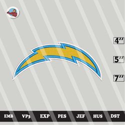 nfl los angeles chargers embroidery designs, nfl embroidery files, 3 sizes, machine embroidery pattern, digital download
