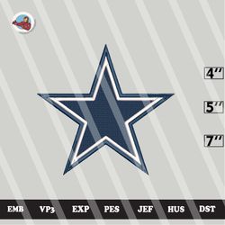 nfl dallas cowboys embroidery designs, nfl embroidery files, 3 sizes, machine embroidery pattern, digital download