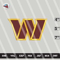 nfl washington commanders embroidery designs, embroidery files, 3 sizes, machine embroidery pattern, digital download