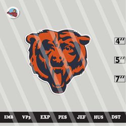 nfl chicago bears embroidery designs, nfl logo embroidery files, 3 sizes, machine embroidery pattern, digital download