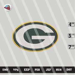 nfl green bay packers embroidery designs, logo embroidery files, 3 sizes, machine embroidery pattern, digital download