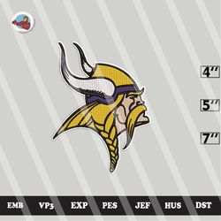 nfl minnesota vikings embroidery designs, logo embroidery files, 3 sizes, machine embroidery pattern, digital download