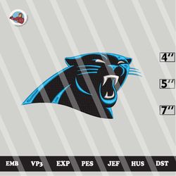 nfl carolina panthers embroidery designs, logo embroidery files, 3 sizes, machine embroidery pattern, digital download