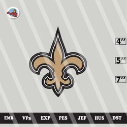 nfl new orleans saints embroidery designs, logo embroidery files, 3 sizes, machine embroidery pattern, digital download