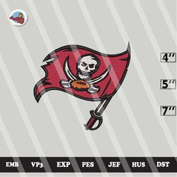nfl tampa bay buccaneers embroidery designs, embroidery files, 3 sizes, machine embroidery pattern, digital download