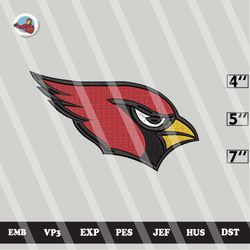 nfl arizona cardinals embroidery designs, embroidery files, 3 sizes, machine embroidery pattern, digital download