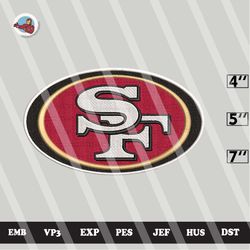 nfl san francisco 49ers embroidery designs, embroidery files, 3 sizes, machine embroidery pattern, digital download