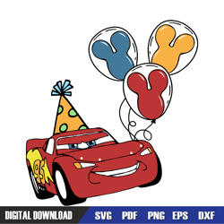 Disney Cars Birthday Balloon Lightning McQueen SVG, Disney SVG ,Mickey Mouse Disney, Svg Designs, Digital Download