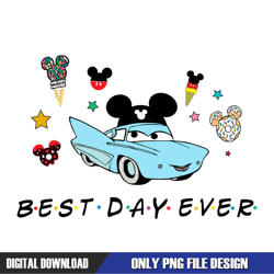 Mickey Ears Cars Flo Best Day Ever PNG, Disney PNG ,Family Vacation PNG, Digital Download